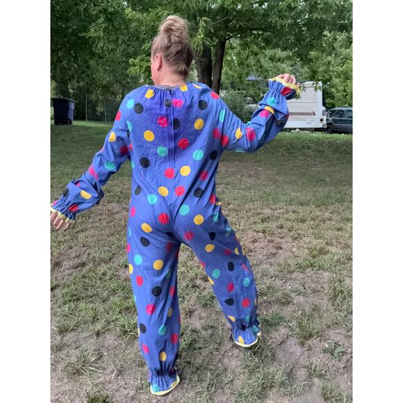 Vintage handmade blue Polkadot clown suit with pom detail on front MEDIUM? - Picture 2 of 13